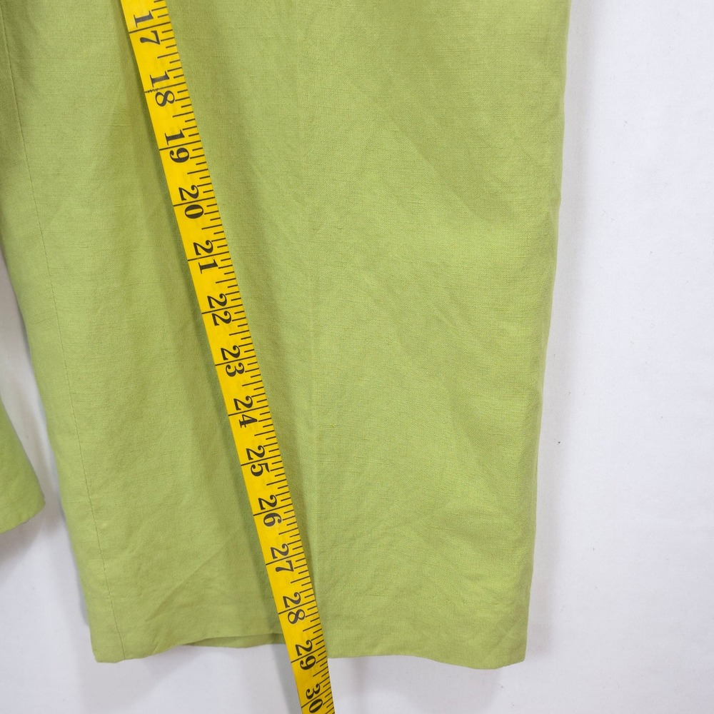 Kate Hill Linen Blend Pants Women 16WP High Rise Lime Green Chic Minimalist - Picture 5 of 9